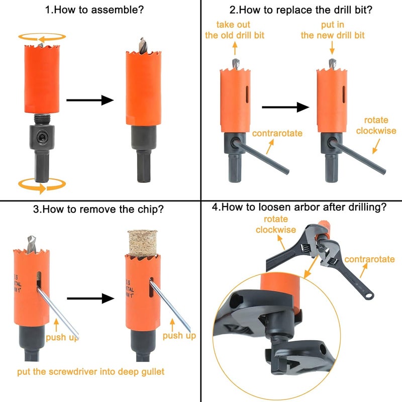VIKITON 1-1/8 inch Hole Saw with Arbor for Metal Wood Plastic, 1.1 in Bimetal Hole Cutter for Different Project with Smooth and Flat Drilling Edge, Fast Chip Removal - Image 5